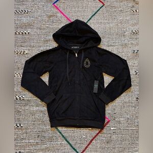 Diamond Suppy Black "micro-brilliance" velour like Zip-Up Hoodie